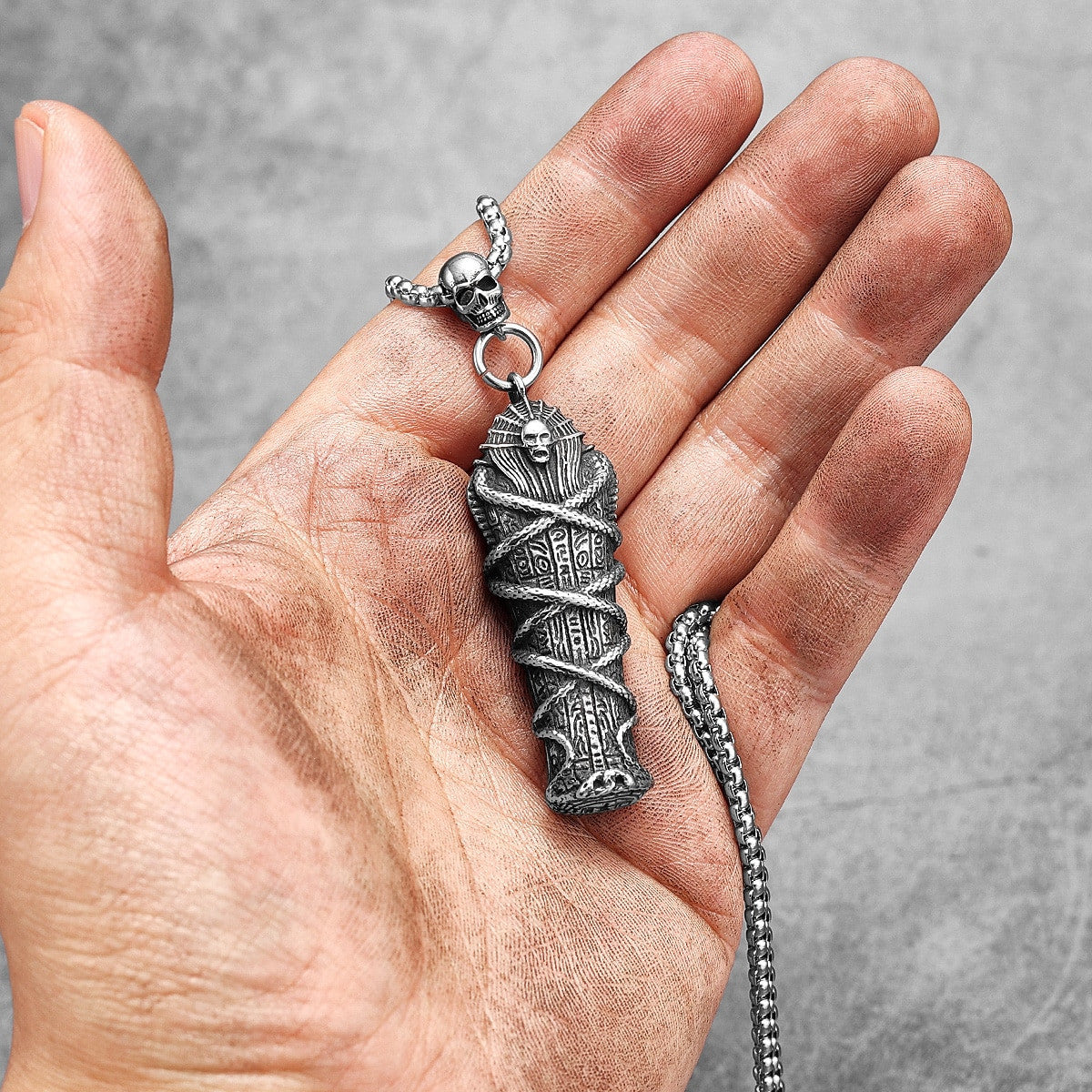 The Pharaoh | African No Fade Stainless Steel Egyptian Mummy Tomb Pendant