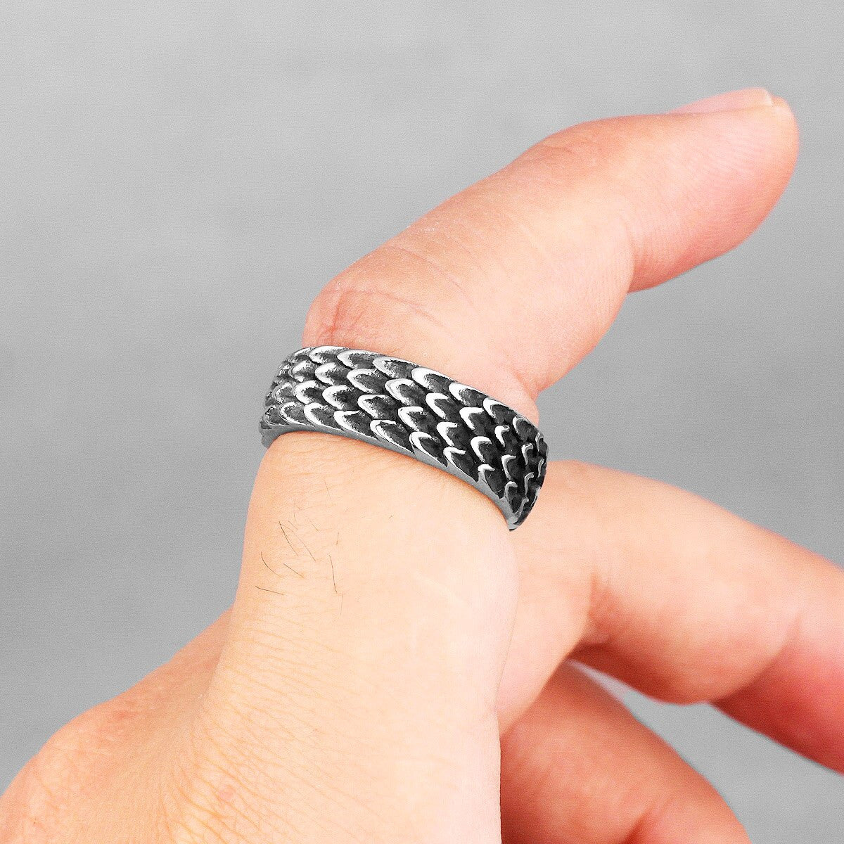 Mens 316L No Fade Stainless Steel Dragon Scale Unique Street Wear Rings