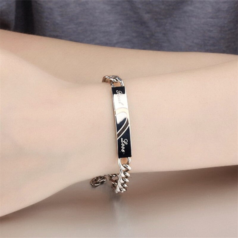 Couples Lovers Real Love No Fade Stainless Steel Heart Bracelet