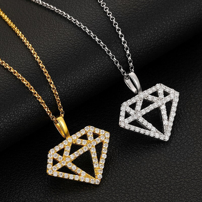 Genuine VVS Lab Diamond Silhouette Solid 925 Sterling Silver Hip Hop Chain