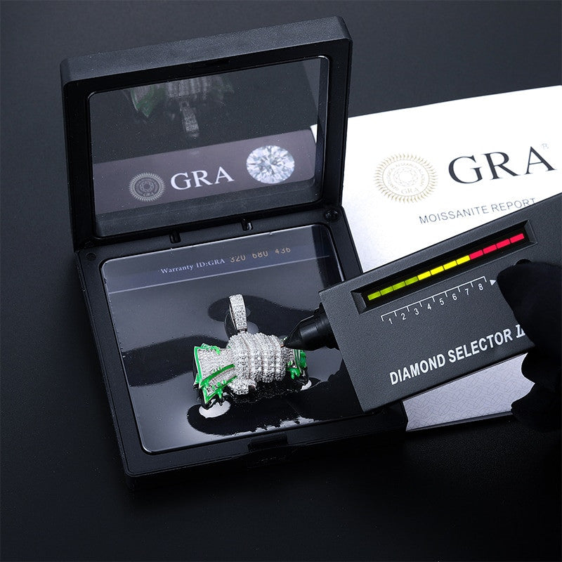 Genuine VVS Diamond Glowing Money Fist Full Of Dollars Solid 925 Silver Hip Hop Pendant