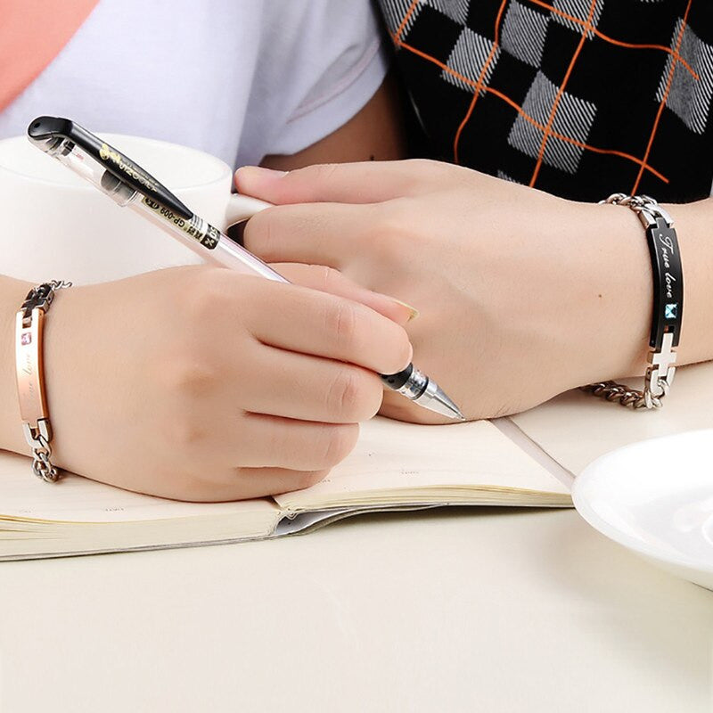 High Fashion No Fade Stainless Steel True Love Couples Lovers Bling Bling Bracelets