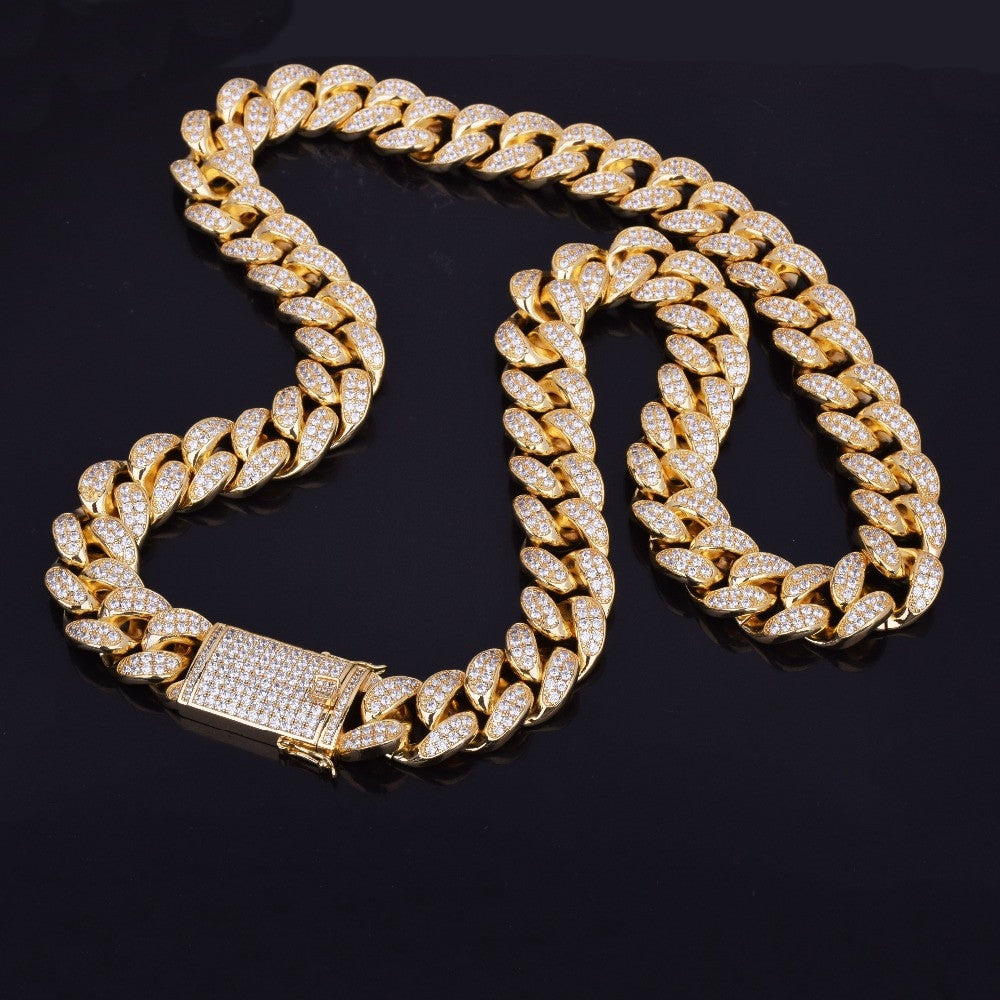 24k Gold .925 Silver Rose Gold 20mm Heavy Flooded Ice Cuban Link Chain Necklace