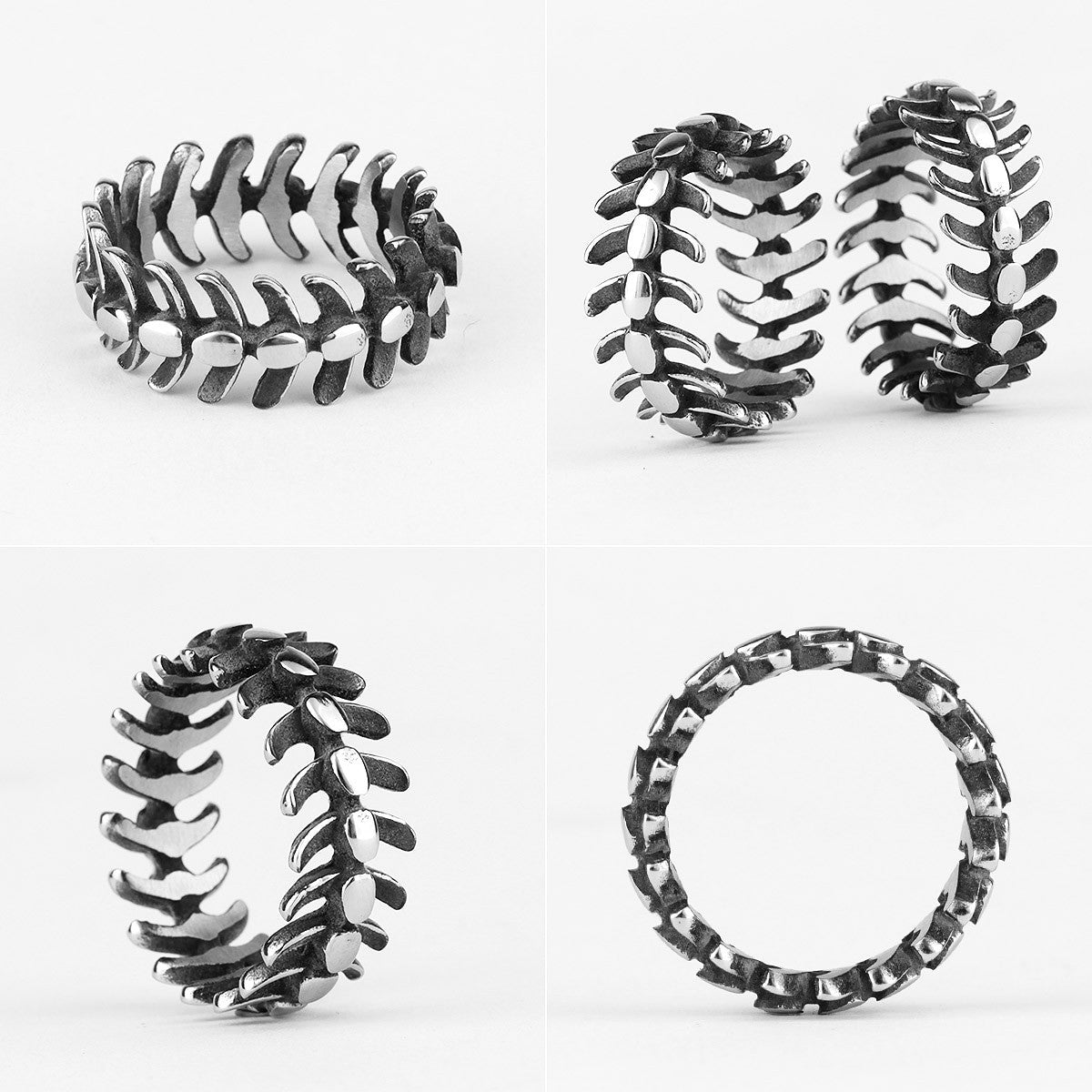 Unique Keel Fish Bone No Fade Stainless Steel Mens Personality Rings