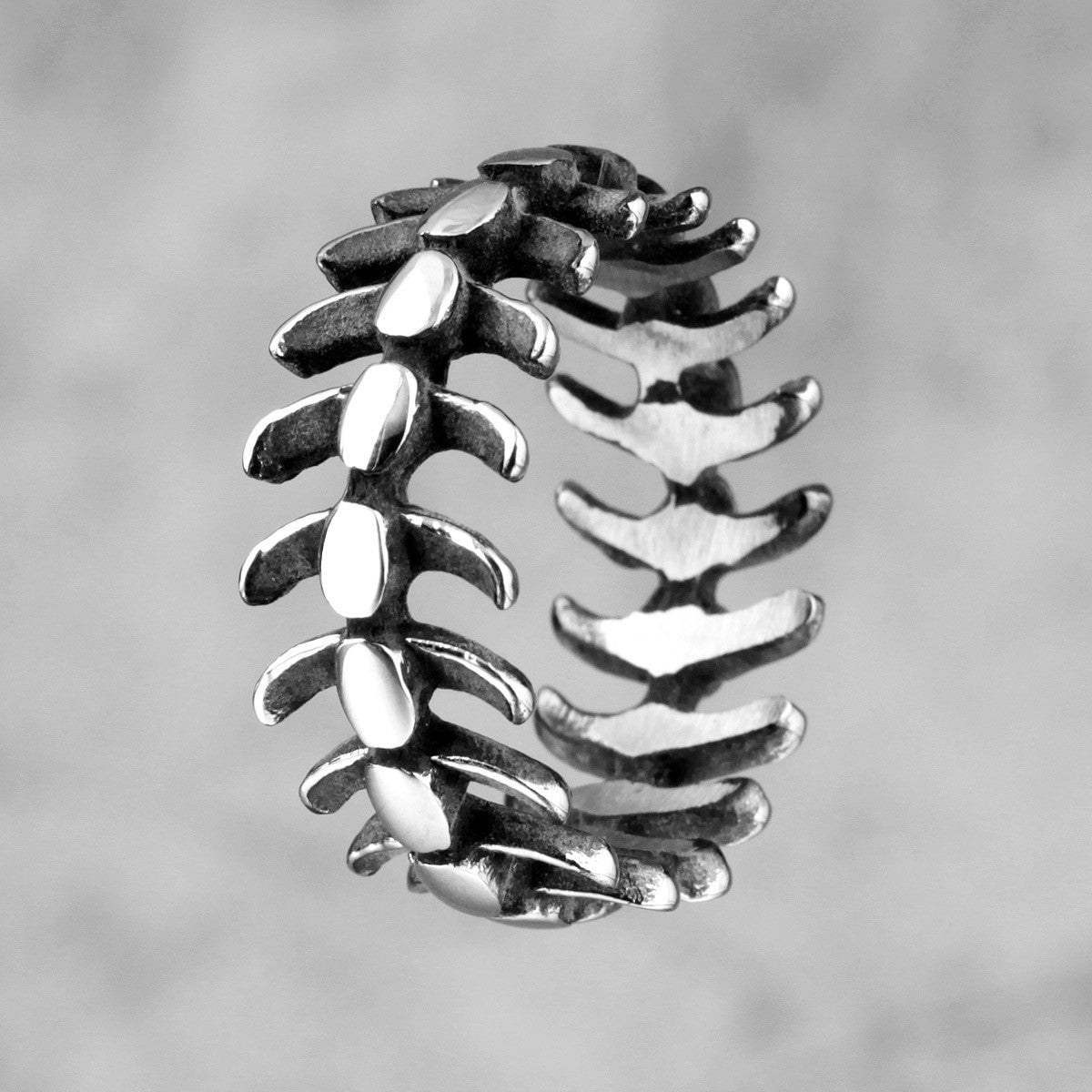 Unique Keel Fish Bone No Fade Stainless Steel Mens Personality Rings