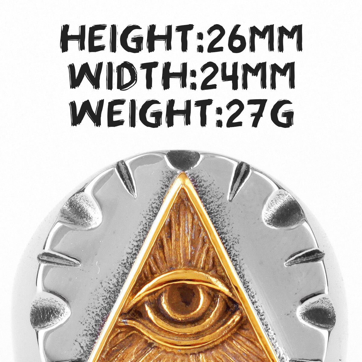 All Seeing Eye No Fade Stainless Steel 14k Gold Accented Illuminati Triangle Rings