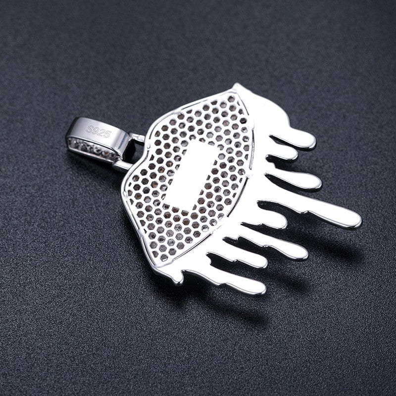 Loyalty My Lips are Sealed Blood Drip Genuine VVS Diamond 925 Silver Hip Hop Pendant