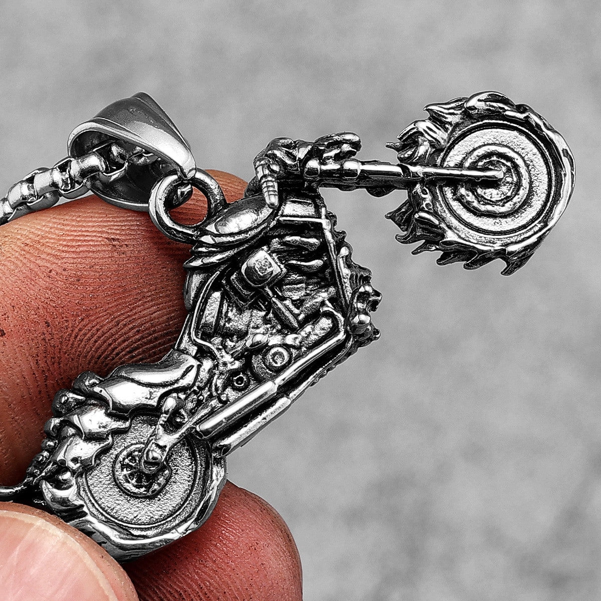 Ghost Rider | Street Wear No Fade Stainless Steel Motor Cycle Bike Pendant Chain Necklace