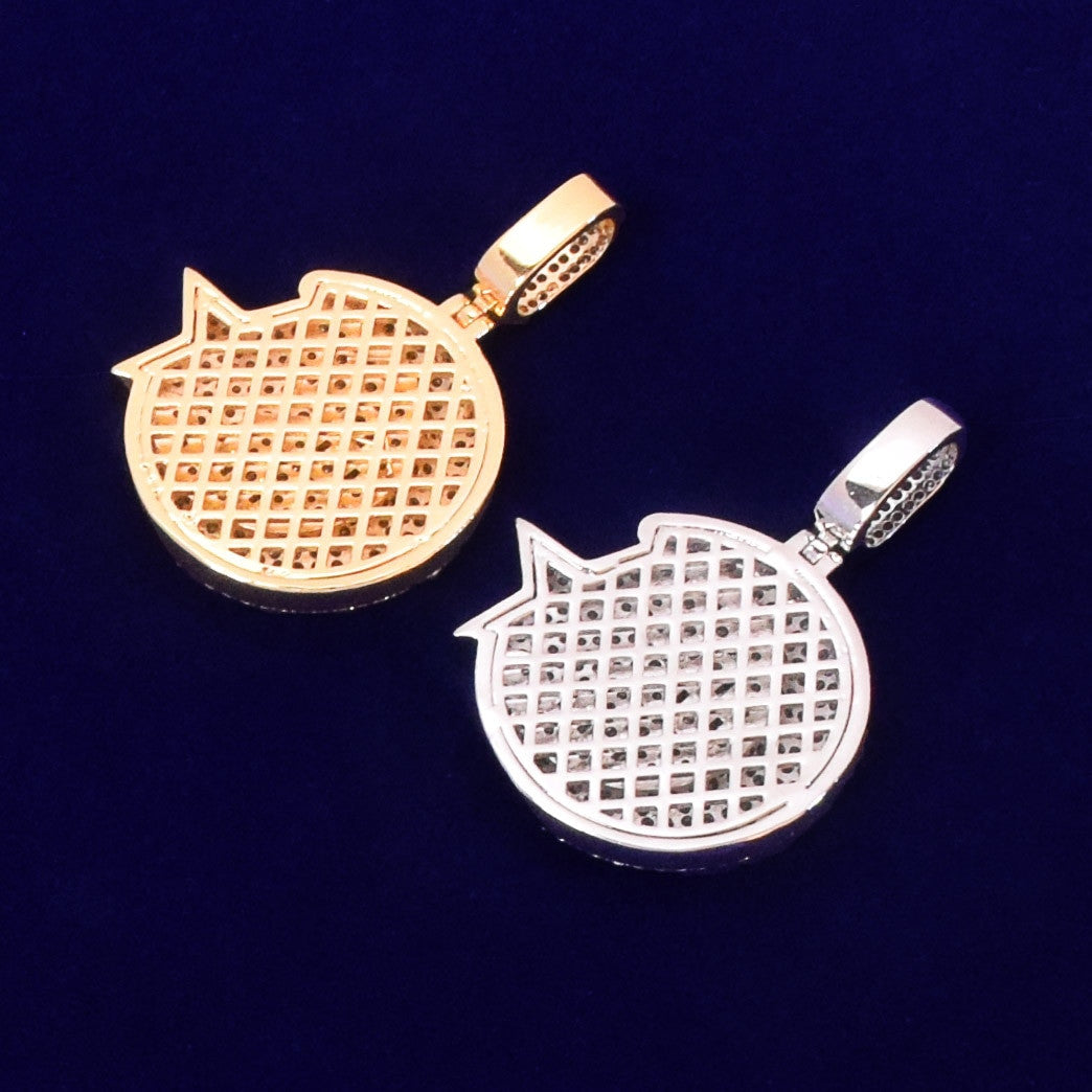 Celestial Wisdom | Gold 925 Silver Crescent Moon Star Baguette Iced Pendant