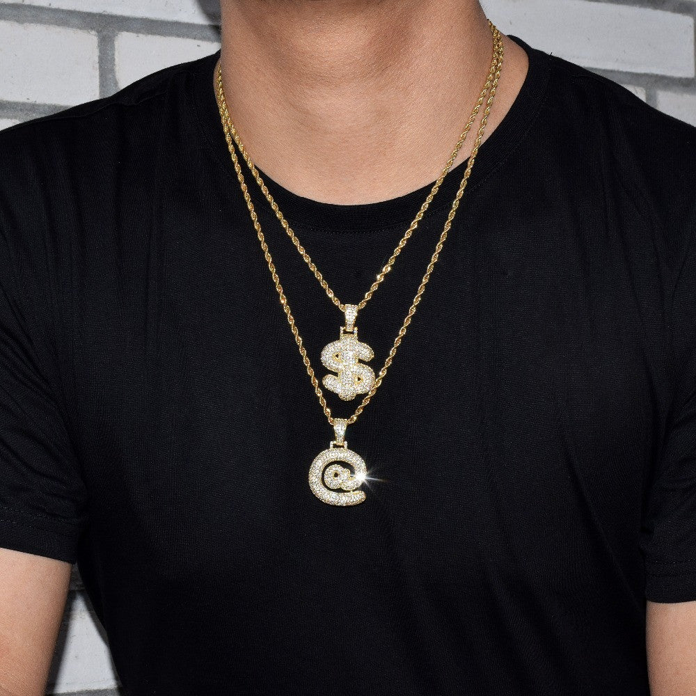 .925 Silver 18k Rose Gold Punctuation Custom Bubble Letters Hip Hop Pendants