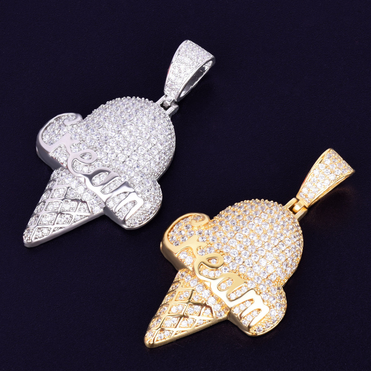 Silver Gold Cream Cone Hip Hop Pendants