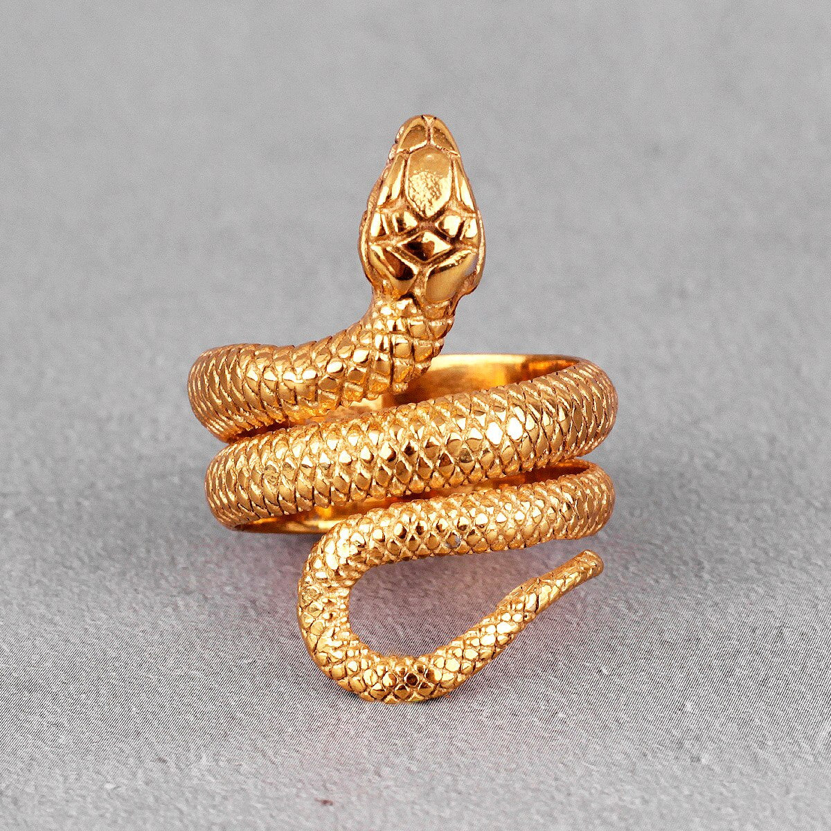 Snake | Mens 14k Gold Black No Fade Stainless Steel Hip Hop Rings