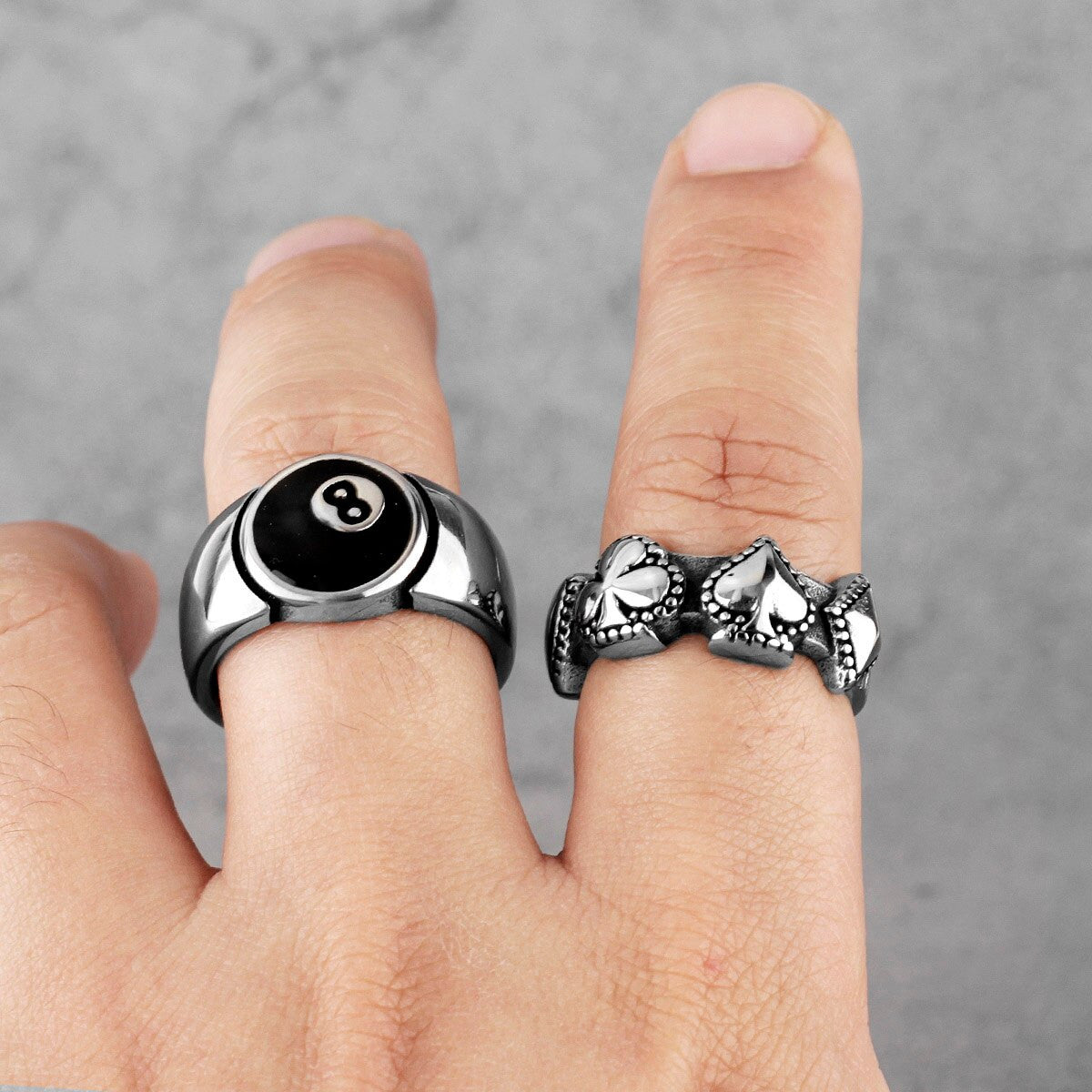 Lucky Streak Poker Ace Diamonds Hearts Clubs 316L Stainless Steel No Fade Rings