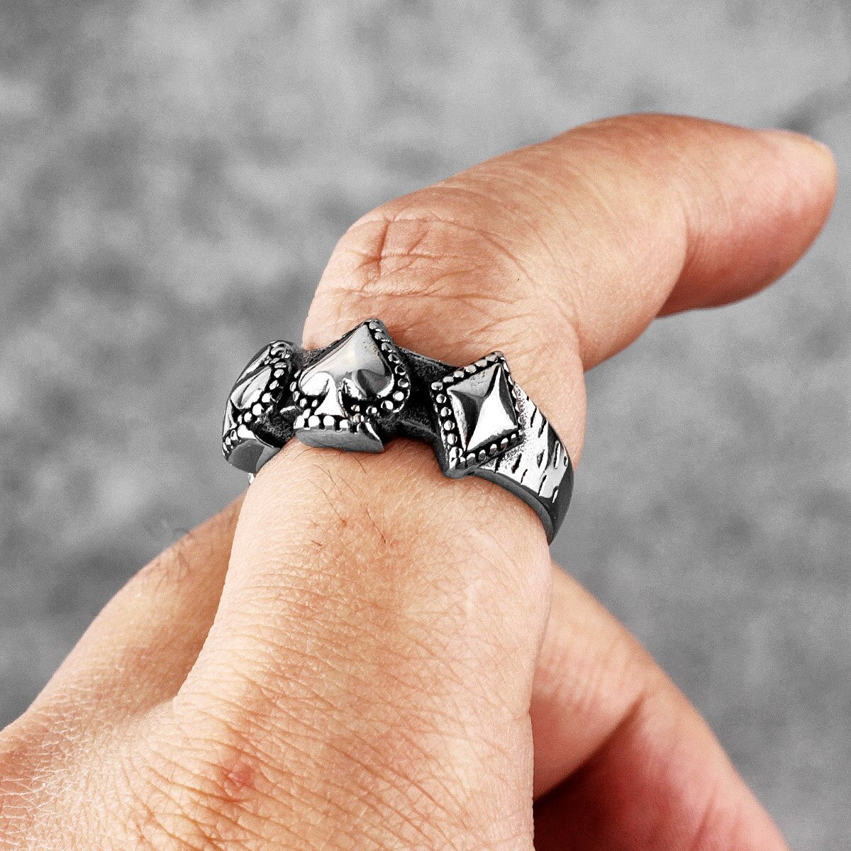 Lucky Streak Poker Ace Diamonds Hearts Clubs 316L Stainless Steel No Fade Rings