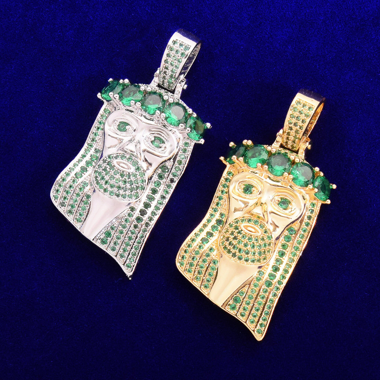 The Emerald Crown | Green 4 Prong Set Flooded Ice Jesus Piece Hip Hop Chain