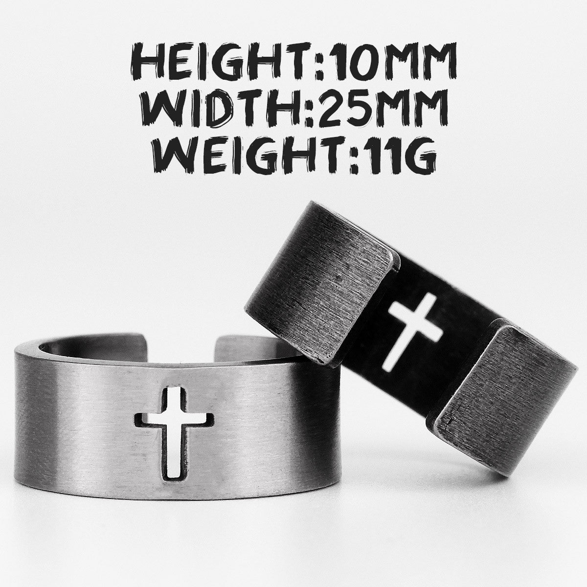 Mens 316L Stainless Steel Cross Crown No Fade Street Wear Rings
