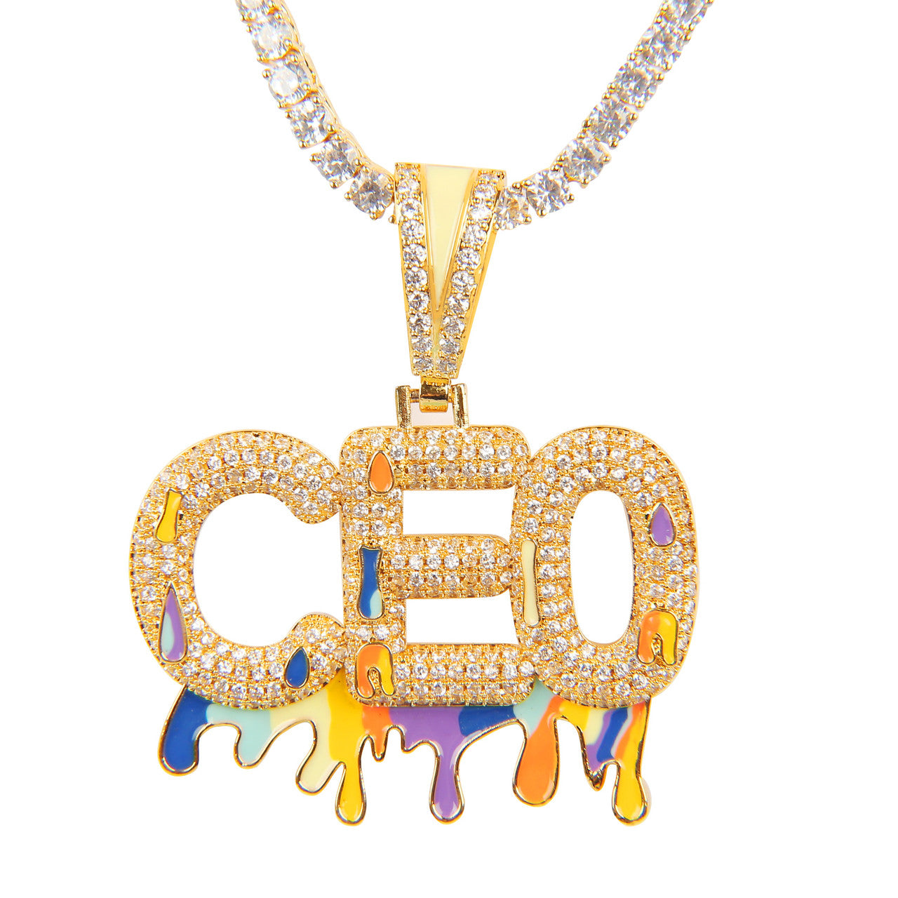 5A Flooded Ice Glow in The Dark Graffiti Bling Custom Name Hip Hop Pendants Chain Necklaces