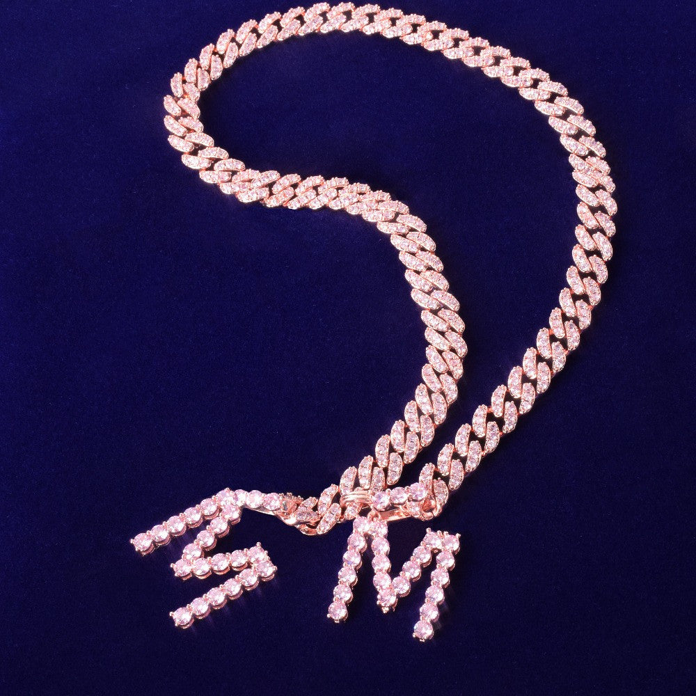 Gilded Monogram Charms | 10mm Rose Gold Tennis Letter Custom Necklace