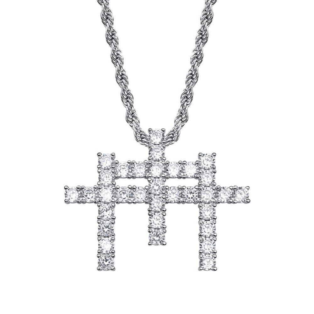 Hip Hop Flooded Ice 14k Gold 925 Silver Rose Gold AAA Stone Gunna Cross Pendant