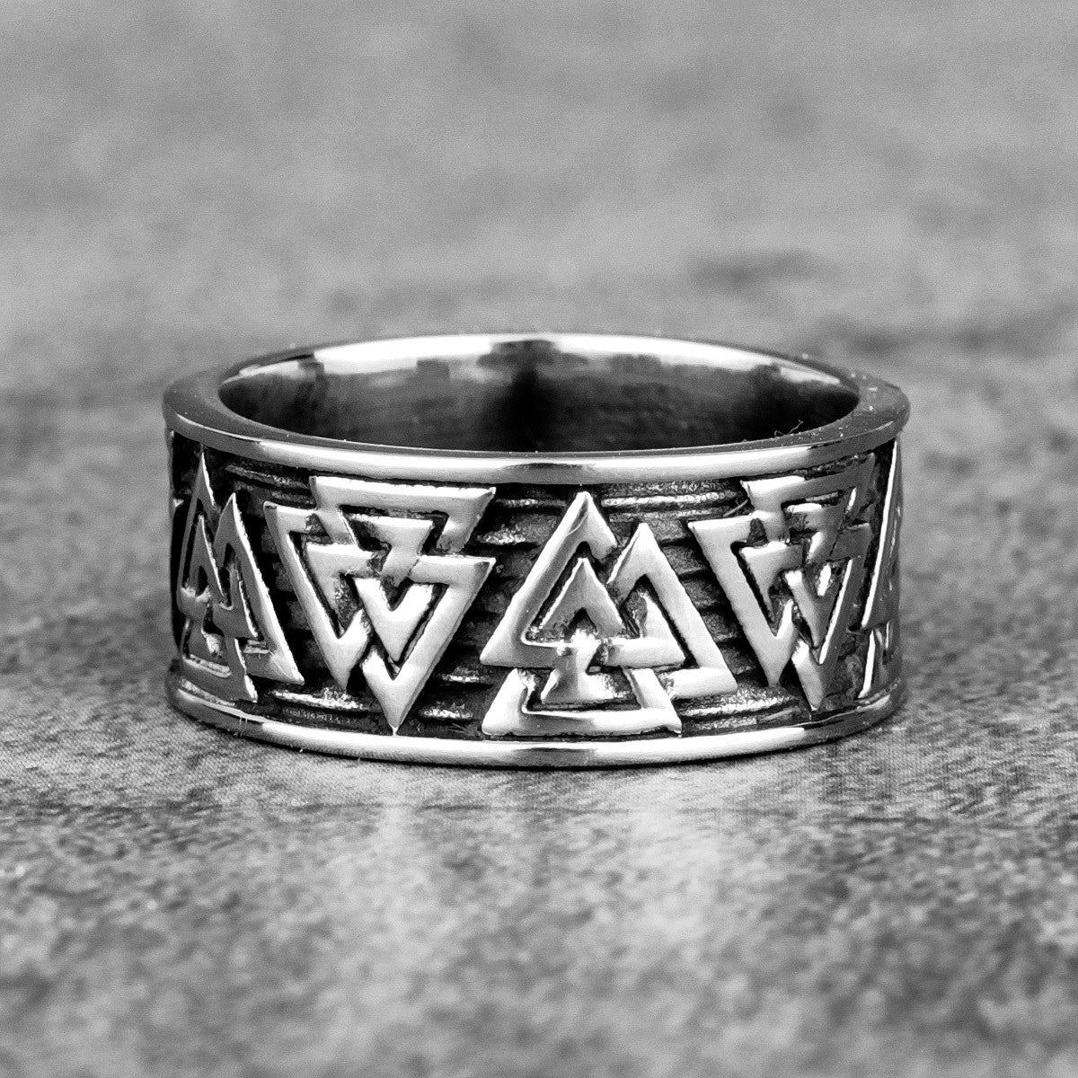 Odin's Triangle | Mens 316L Stainless Steel Viking Symbol Mythology Street Wear Rings