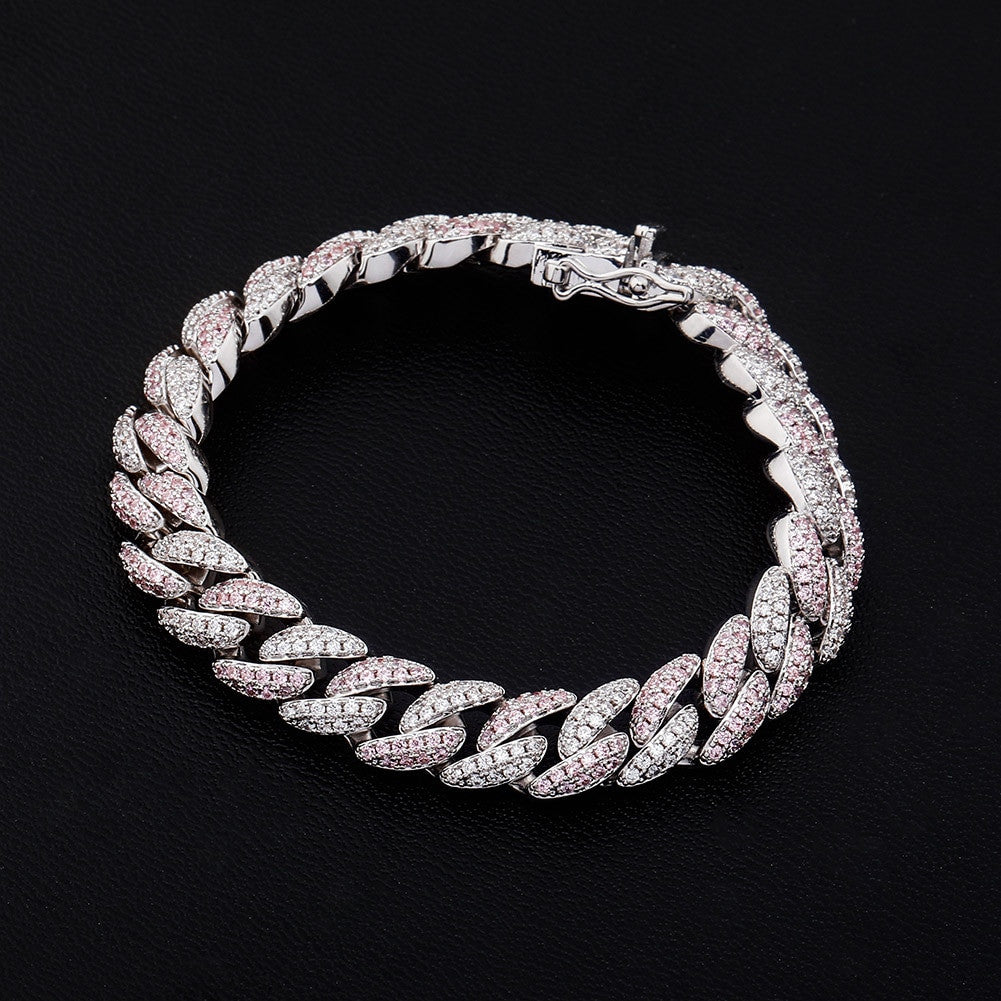 10mm Flooded Ice Street Wear Thick Cut Miami Cuban Link Chain Bracelets