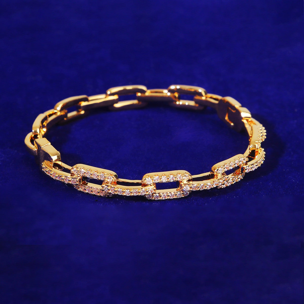 Frozen Elegance | 6mm 24k Platinum Silver Rose Gold Square Link Bling Bracelet