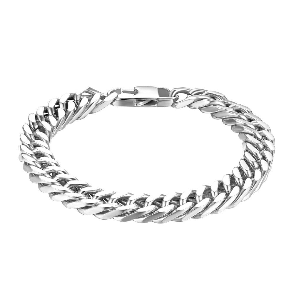 Rose Gold 14k Silver Black Classic 10mm Rombo Cuban Link Stainless Steel No Tarnish Bracelet