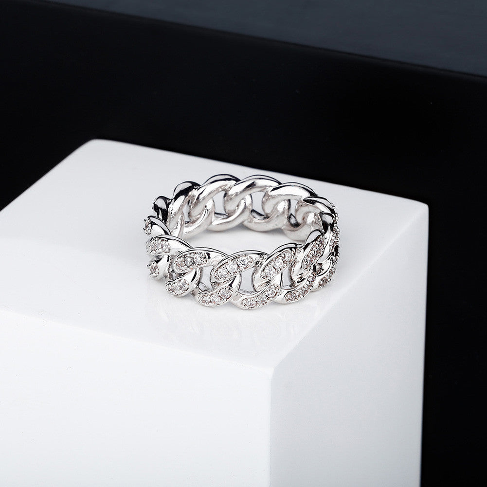 VVS Diamond CZ Cuban Link 14k Gold 925 Silver Chain Iced Blinged Out Rings