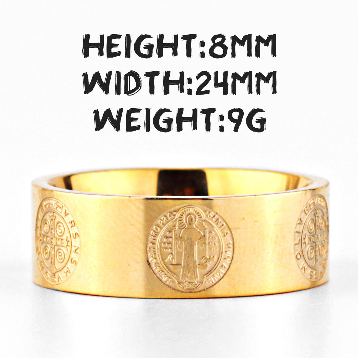 Devils Come Out | 316L No Fade Stainless Steel Saint Benedict Exorcism Cross Ring