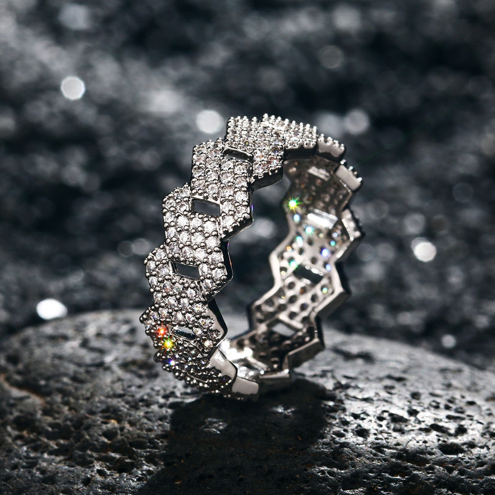 Iced Miami Cuban Link Classic 18k Gold 925 Silver Hip Hop Rings