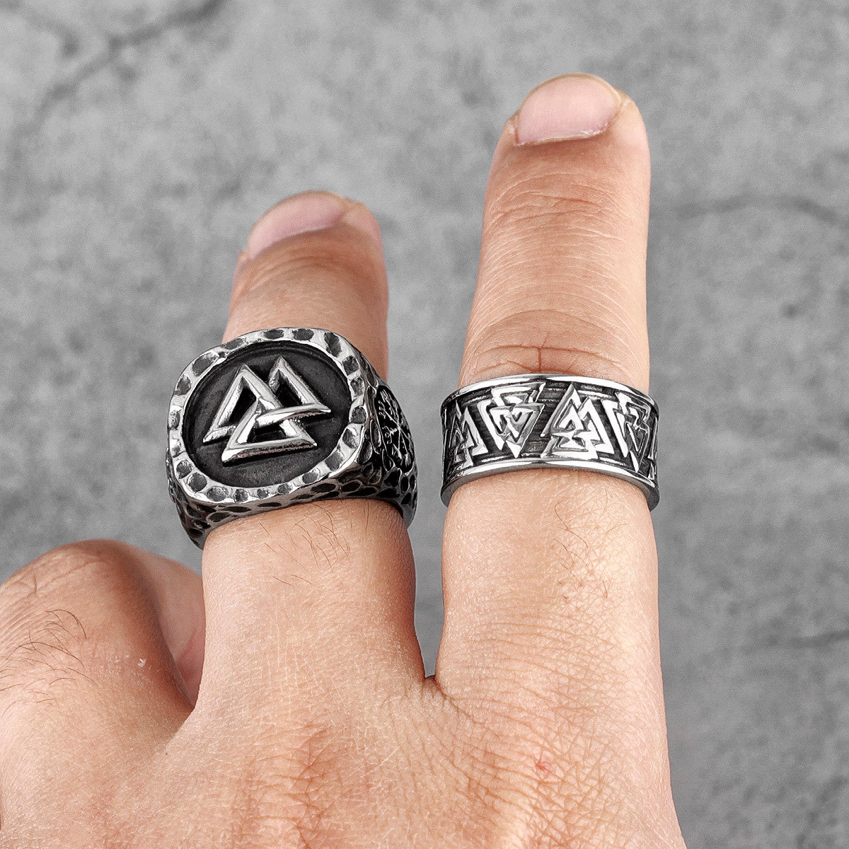 Odin's Triangle | Mens 316L Stainless Steel Viking Symbol Mythology Street Wear Rings