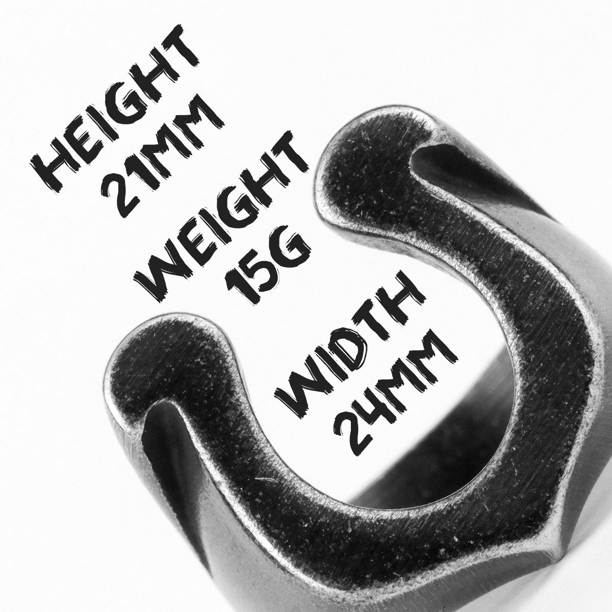 Mens 316L Solid Stainless Steel No Fade lucky Horseshoe Buckle Ring