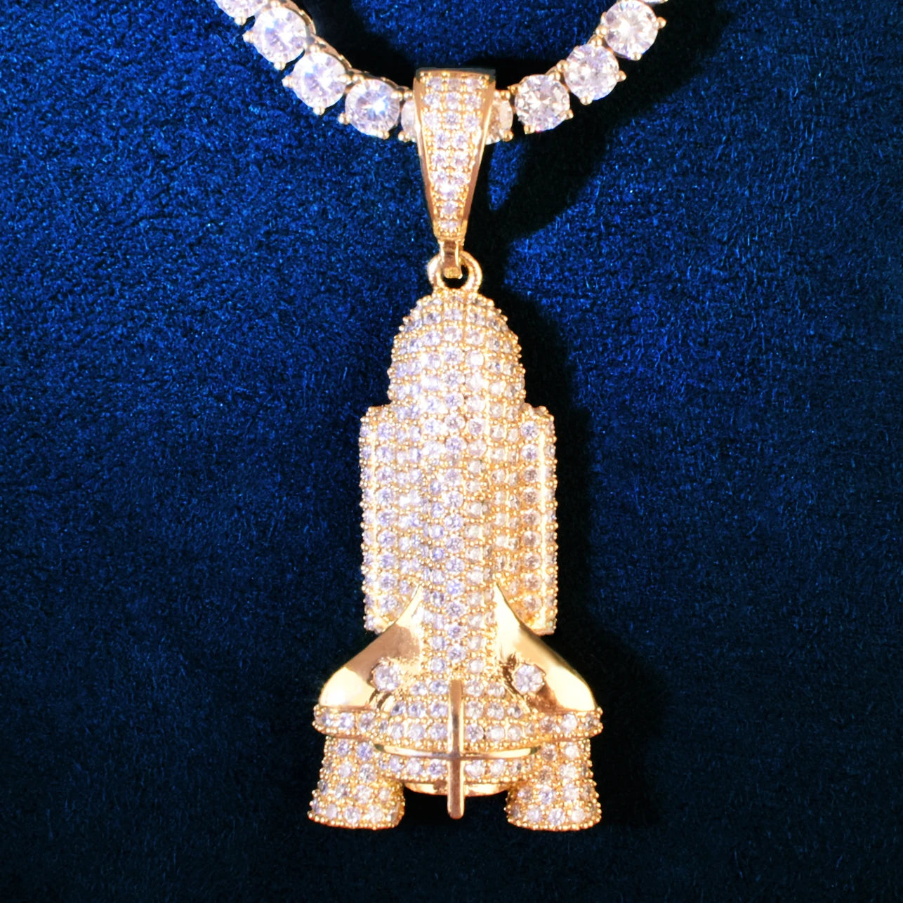 Rocket Ship | VVS Diamond CZ Iced Blinged Out Spaceship Hip Hop Pendant