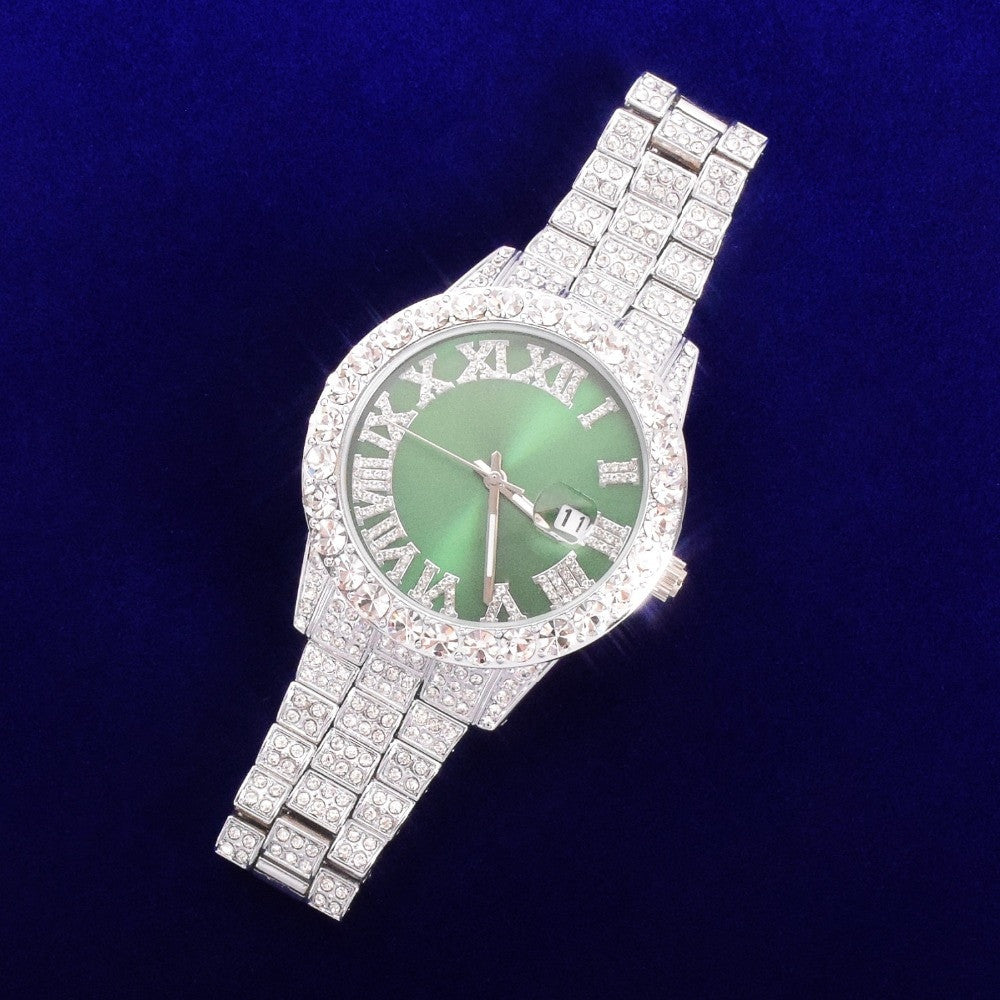 Mens Flooded Ice Deluxe Big Business Hip Hop Iced Bezel Watches