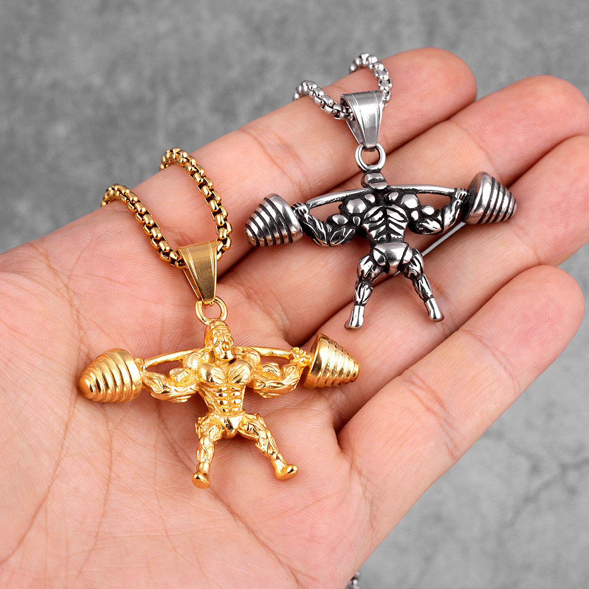 Mens 316L Stainless Steel Fitness Leg Day Street Wear Pendant Chain Necklace