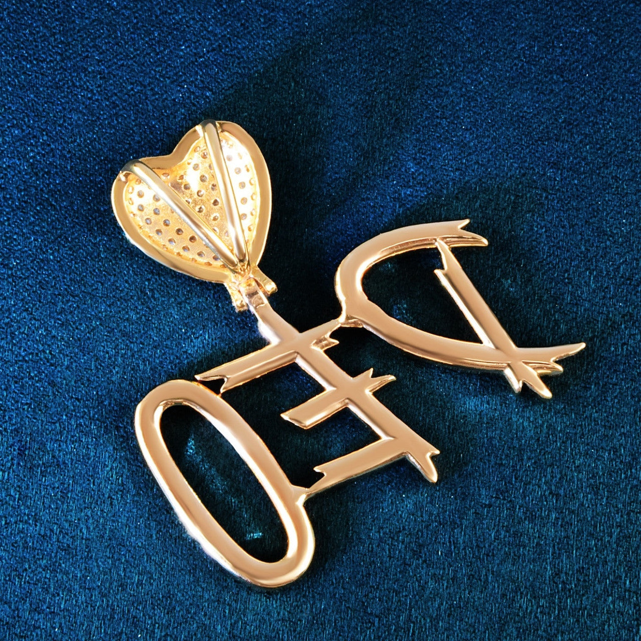 Frozen Ice 24k 925 Script Letters Initial Heart Custom Made Hip Hop Chain Necklace