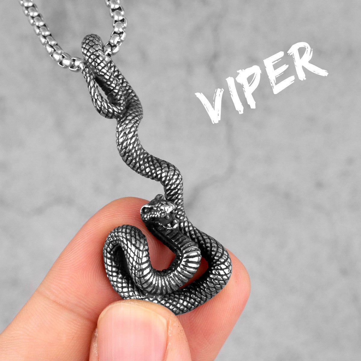 The Viper | Stainless Steel Striking Viper Snake Street Wear Hip Hop Pendant Chain