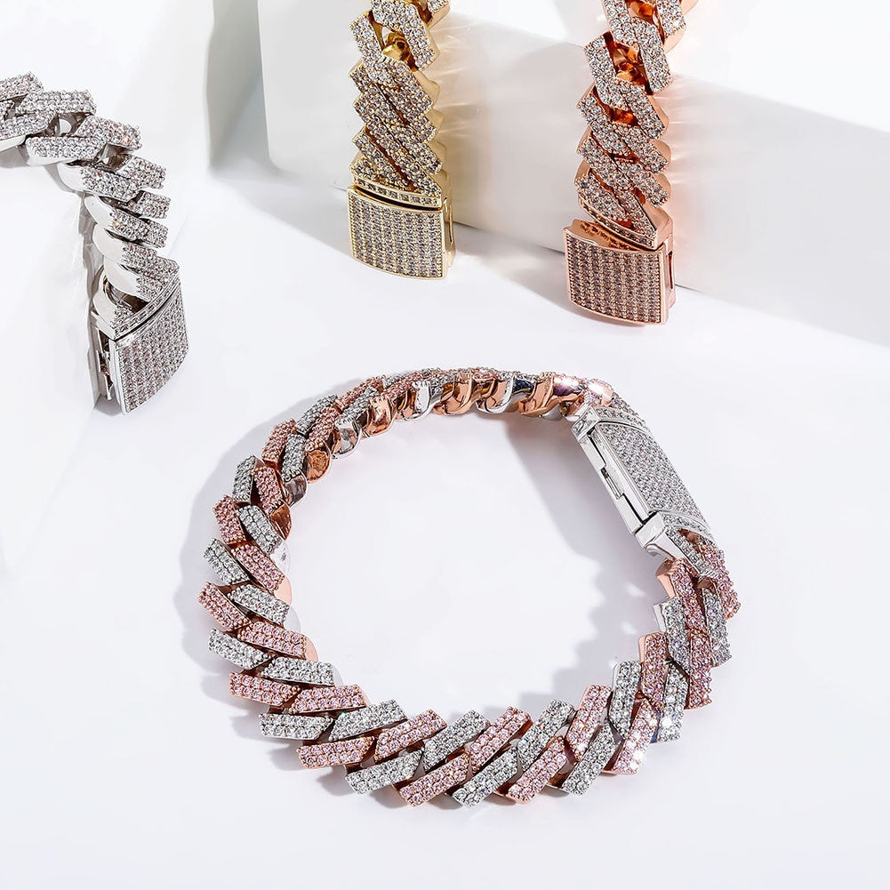 14mm Flooded Ice High Quality Micro Pave AAA Stone Close Cut Cuban Hip Hop Bracelet