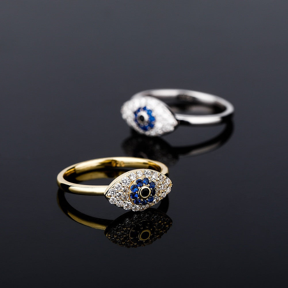 All Seeing Evil Eye Solid 925 Sterling Silver Vintage Look Bling Rings