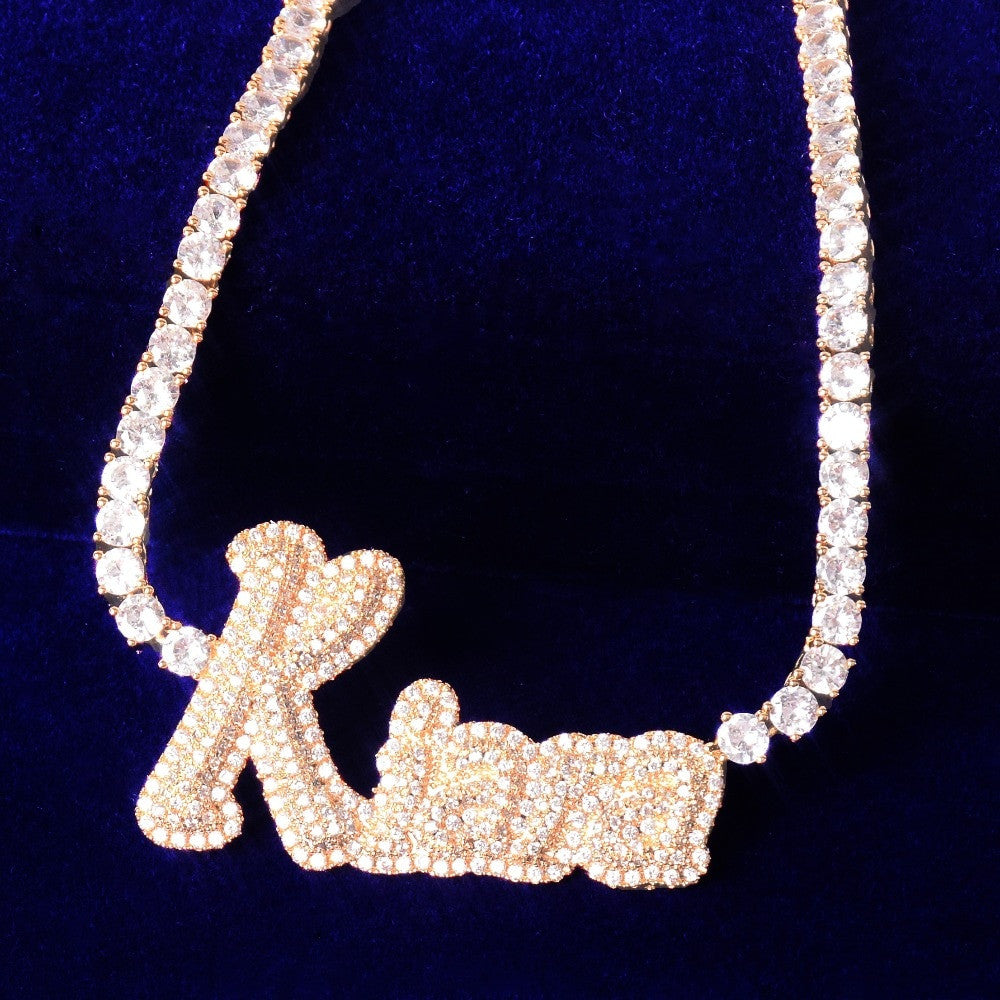 AAA Micro Pave Close Cut Custom Name 18k Silver Rose Gold Hip Hop Pendants