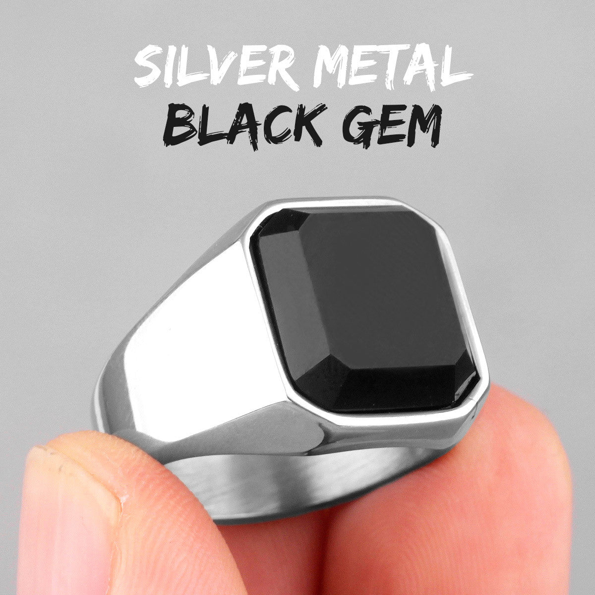 Luxury Gemstone | 14k Gold Black Over Solid Stainless Steel Black Gem Rings