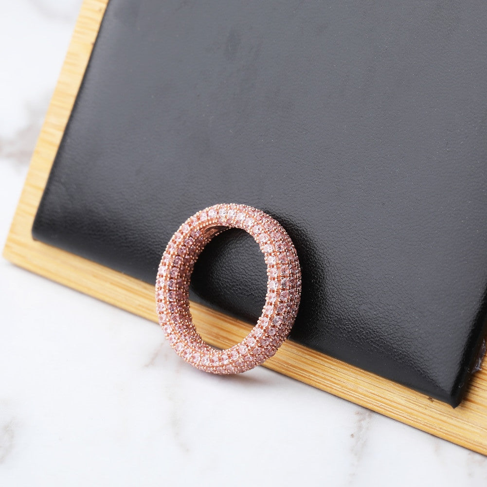 14k Yellow Rose Gold Over 925 Sterling Silver Flooded Ice Solid Thick Circle Iced Rings