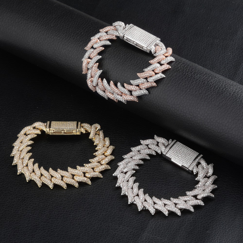 16mm Thorns Miami Cuban Link Lock Clasp AAA Micro Pave Bracelet