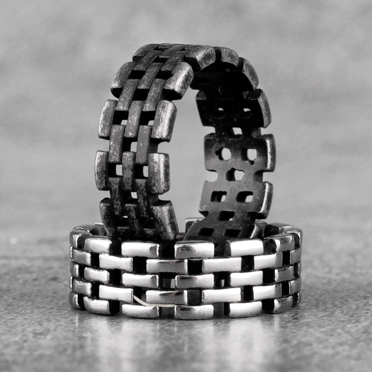On Guard | 316L Vintage Look Black Hollow Solid Stainless Steel Hip Hop Rings