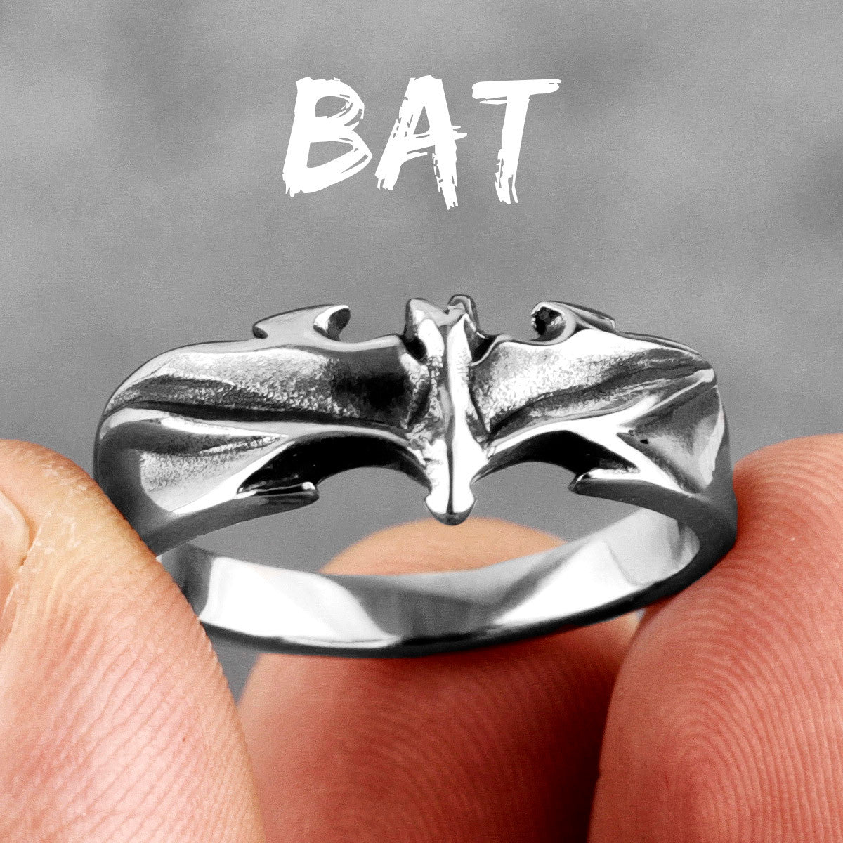 Mens Stainless Steel Jewelry No Fade Gothic Vampire Bat Street Wear Rings