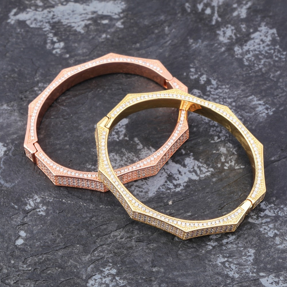 14k White Yellow Rose Gold Flooded Ice Show Stopper Hip Hop 5A Micro Pave Stone Bracelet