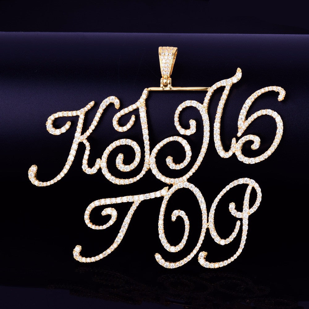 Clustered Script | VVS Diamond CZ Stone Scripted Letter Nameplate Necklace
