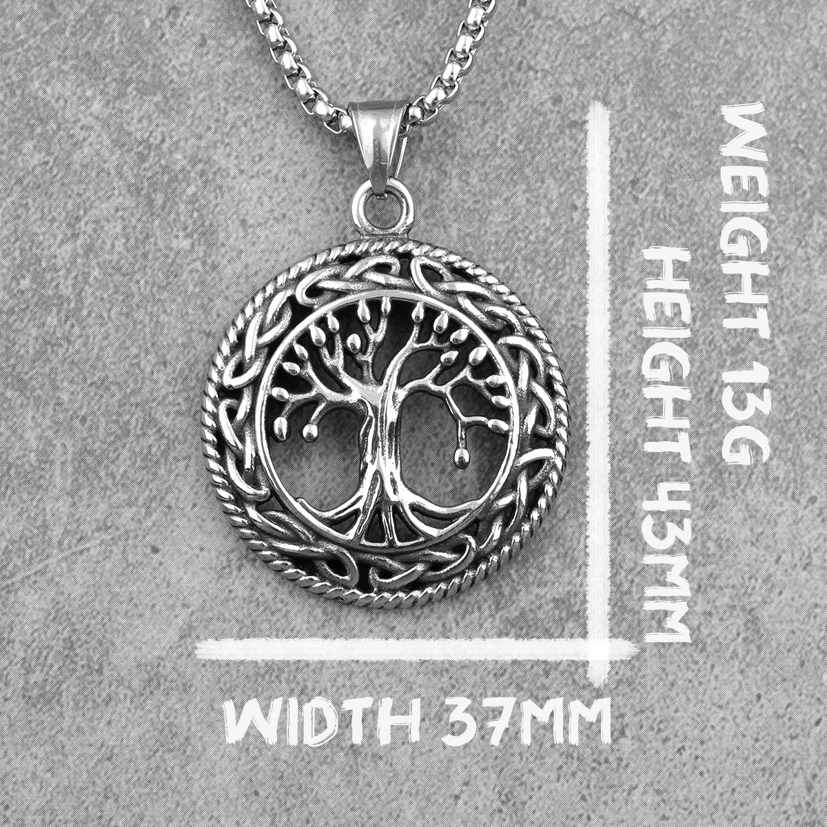 Unique Stainless Steel No Fade Tree Of Life Street Wear Pendant Chain Necklace