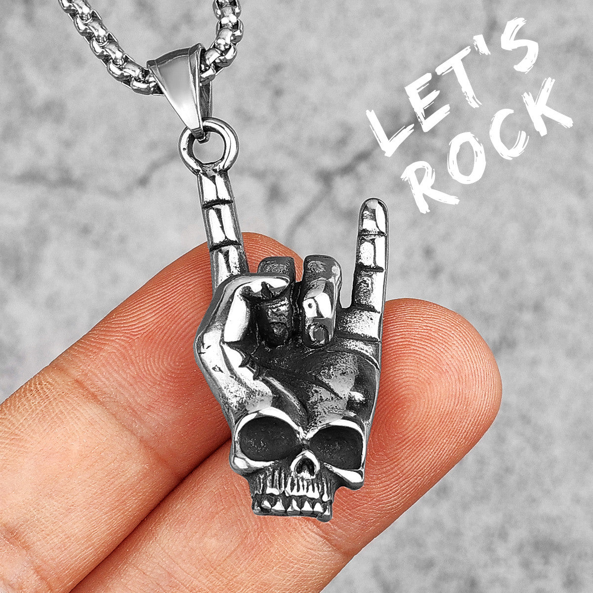 No Fade Stainless Steel Death Rock Skull Hand Street Wear Pendant