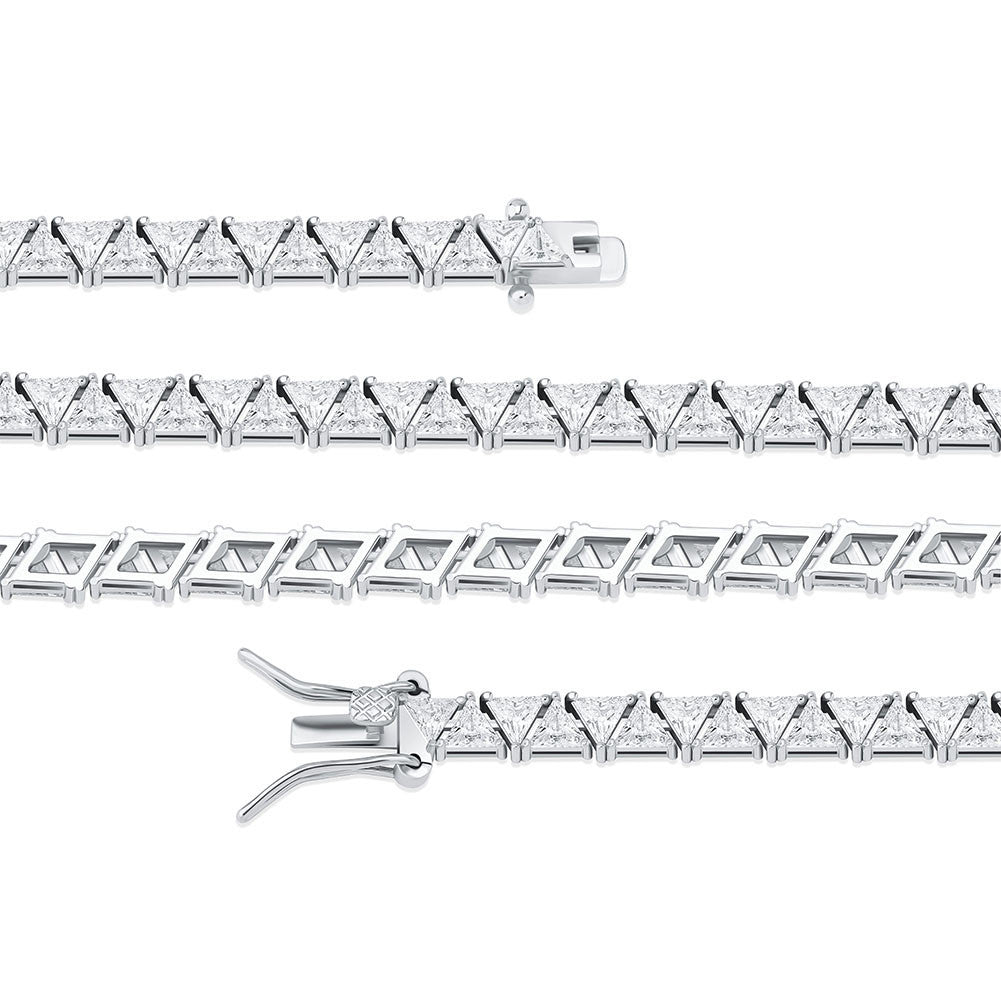 Trillion Cut | 5mm VVS Diamond CZ Iced Blinged Out Tennis Chain Necklace